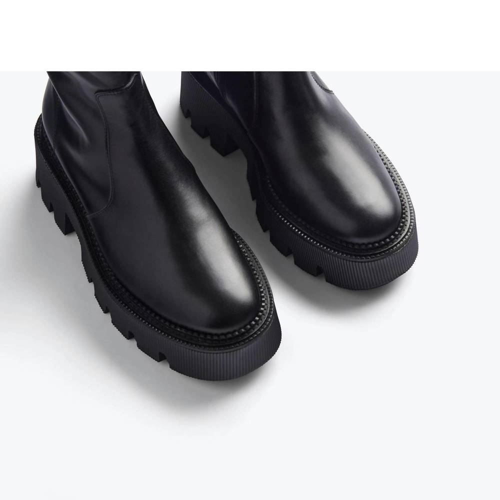 NEW FREDA SALVADOR women's darla lug sole chelsea boot in black box calf - Picture 4 of 5